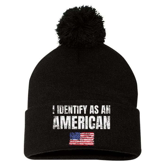 I Identify As An American Usa Patriotic Pride Pom Pom 12in Knit Beanie