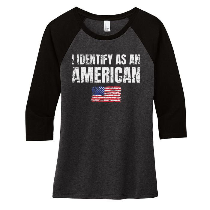 I Identify As An American Usa Patriotic Pride Women's Tri-Blend 3/4-Sleeve Raglan Shirt