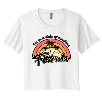 I'm In A State Of Sunshine Florida Beach Sun Women's Crop Top Tee