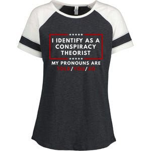 I Identify As A Conspiracy Theorist My Pronouns Are Told Enza Ladies Jersey Colorblock Tee