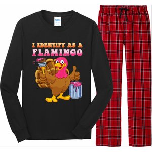 I Identify As A Flamingo Turkey Funny Thanksgiving Long Sleeve Pajama Set