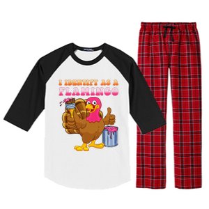 I Identify As A Flamingo Turkey Funny Thanksgiving Raglan Sleeve Pajama Set