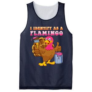 I Identify As A Flamingo Turkey Funny Thanksgiving Mesh Reversible Basketball Jersey Tank