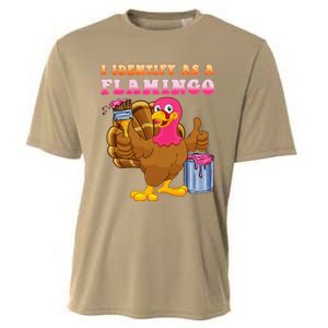 I Identify As A Flamingo Turkey Funny Thanksgiving Cooling Performance Crew T-Shirt