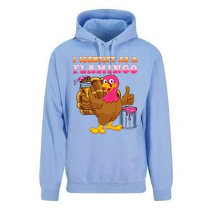 I Identify As A Flamingo Turkey Funny Thanksgiving Unisex Surf Hoodie