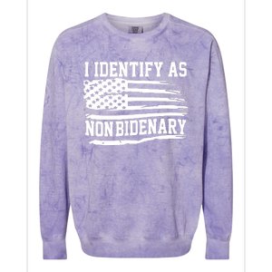 I Identify As Non Bidenary Anti Joe Biden Colorblast Crewneck Sweatshirt