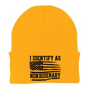 I Identify As Non Bidenary Anti Joe Biden Knit Cap Winter Beanie