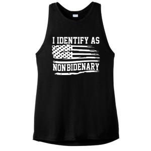 I Identify As Non Bidenary Anti Joe Biden Ladies PosiCharge Tri-Blend Wicking Tank