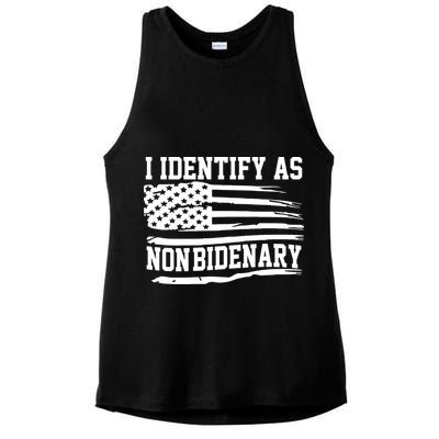 I Identify As Non Bidenary Anti Joe Biden Ladies PosiCharge Tri-Blend Wicking Tank