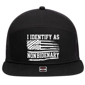 I Identify As Non Bidenary Anti Joe Biden 7 Panel Mesh Trucker Snapback Hat