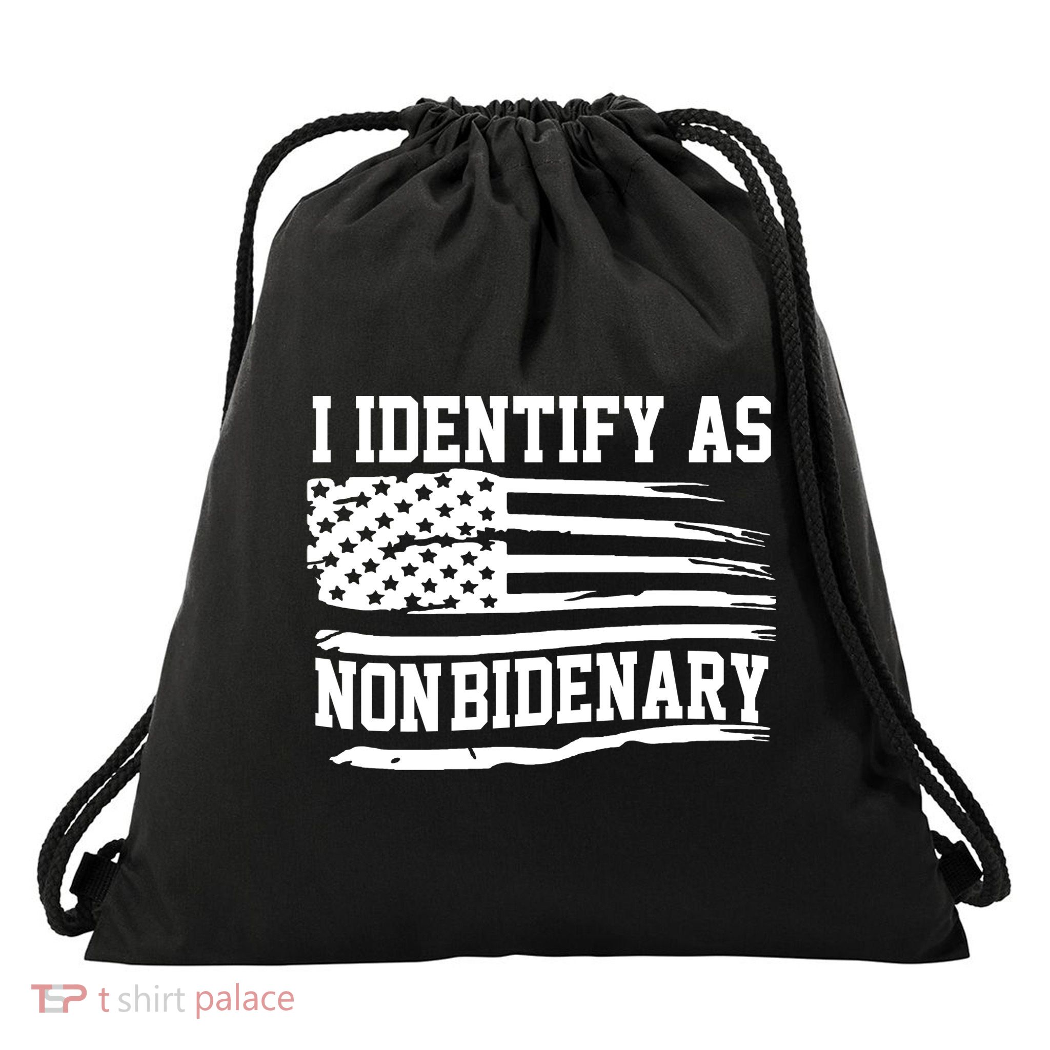 I Identify As Non Bidenary Anti Joe Biden Drawstring Bag