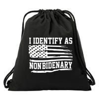I Identify As Non Bidenary Anti Joe Biden Drawstring Bag