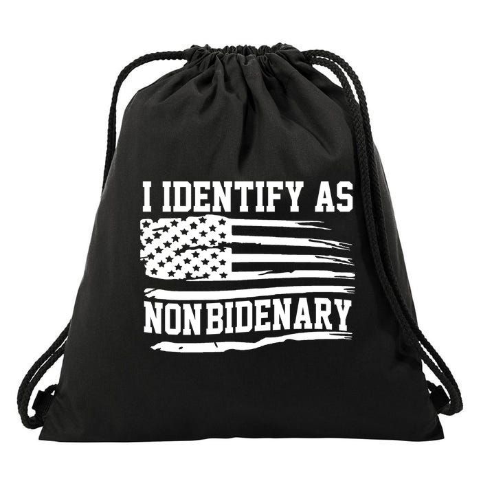 I Identify As Non Bidenary Anti Joe Biden Drawstring Bag