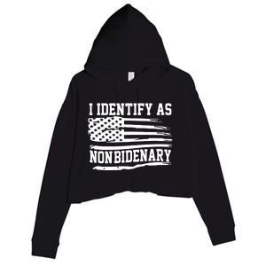 I Identify As Non Bidenary Anti Joe Biden Crop Fleece Hoodie