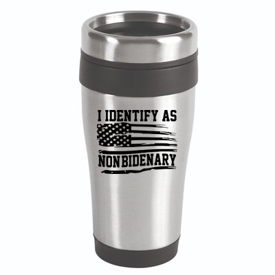I Identify As Non Bidenary Anti Joe Biden 16oz Travel Tumbler
