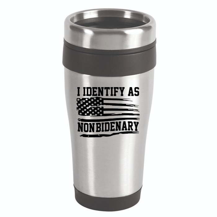 I Identify As Non Bidenary Anti Joe Biden 16oz Travel Tumbler