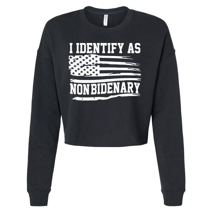 I Identify As Non Bidenary Anti Joe Biden Cropped Pullover Crew