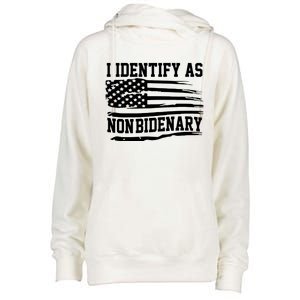 I Identify As Non Bidenary Anti Joe Biden Womens Funnel Neck Pullover Hood