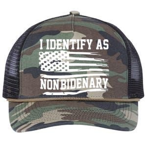 I Identify As Non Bidenary Anti Joe Biden Retro Rope Trucker Hat Cap