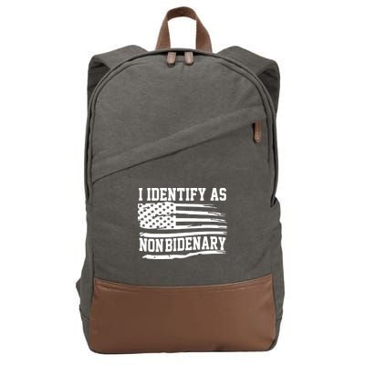 I Identify As Non Bidenary Anti Joe Biden Cotton Canvas Backpack