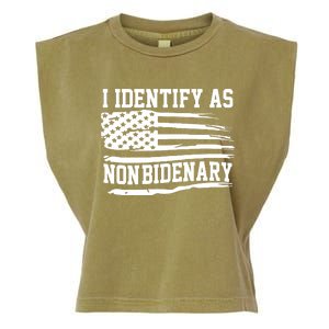 I Identify As Non Bidenary Anti Joe Biden Garment-Dyed Women's Muscle Tee