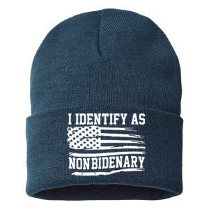 I Identify As Non Bidenary Anti Joe Biden Sustainable Knit Beanie