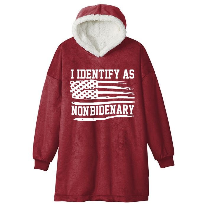 I Identify As Non Bidenary Anti Joe Biden Hooded Wearable Blanket