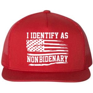 I Identify As Non Bidenary Anti Joe Biden Flat Bill Trucker Hat