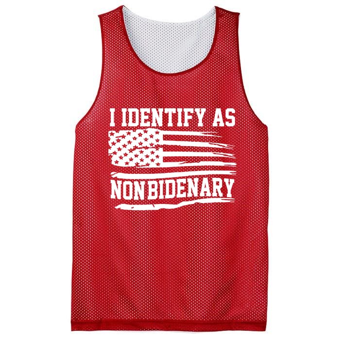 I Identify As Non Bidenary Anti Joe Biden Mesh Reversible Basketball Jersey Tank