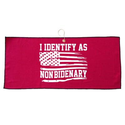 I Identify As Non Bidenary Anti Joe Biden Large Microfiber Waffle Golf Towel