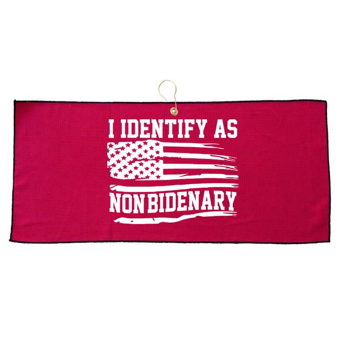 I Identify As Non Bidenary Anti Joe Biden Large Microfiber Waffle Golf Towel