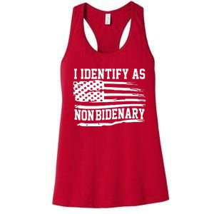 I Identify As Non Bidenary Anti Joe Biden Women's Racerback Tank