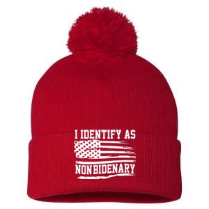 I Identify As Non Bidenary Anti Joe Biden Pom Pom 12in Knit Beanie