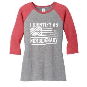 I Identify As Non Bidenary Anti Joe Biden Women's Tri-Blend 3/4-Sleeve Raglan Shirt