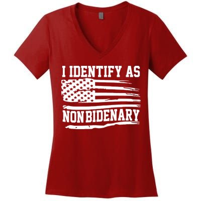 I Identify As Non Bidenary Anti Joe Biden Women's V-Neck T-Shirt