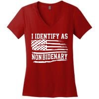 I Identify As Non Bidenary Anti Joe Biden Women's V-Neck T-Shirt