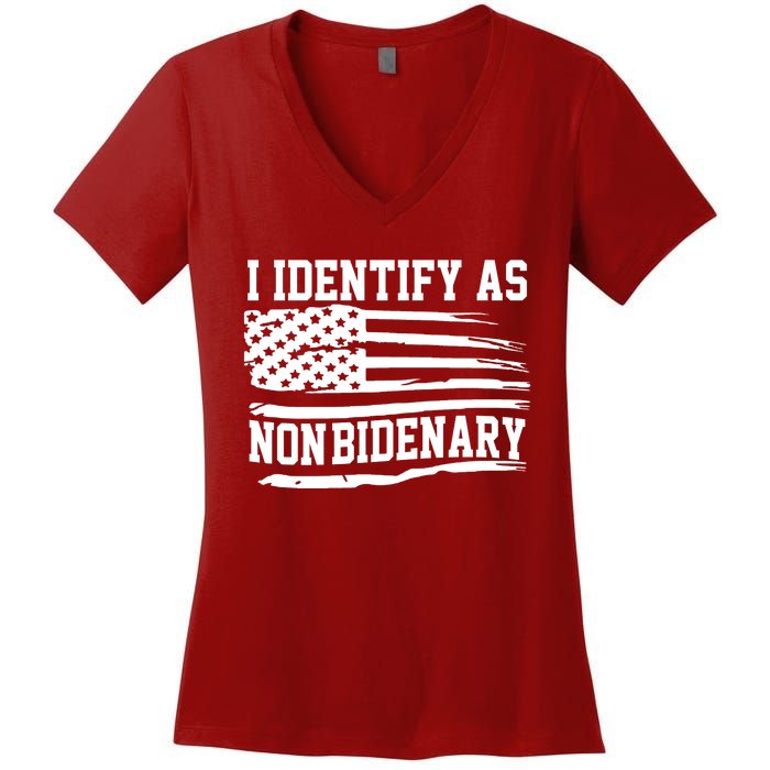 I Identify As Non Bidenary Anti Joe Biden Women's V-Neck T-Shirt