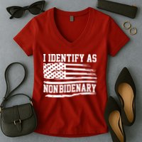 I Identify As Non Bidenary Anti Joe Biden Women's V-Neck T-Shirt