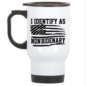 I Identify As Non Bidenary Anti Joe Biden Stainless Steel Travel Mug