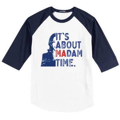 ItS Is About Madam Time Election 2024 Harris Funny Baseball Sleeve Shirt