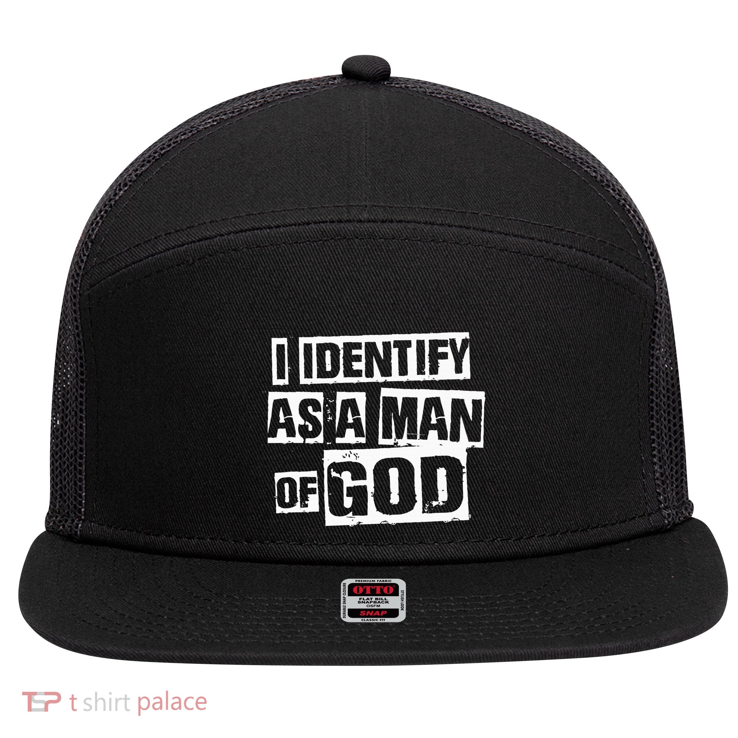 I Identify As A Man Of God 7 Panel Mesh Trucker Snapback Hat