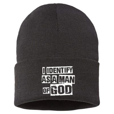 I Identify As A Man Of God Sustainable Knit Beanie