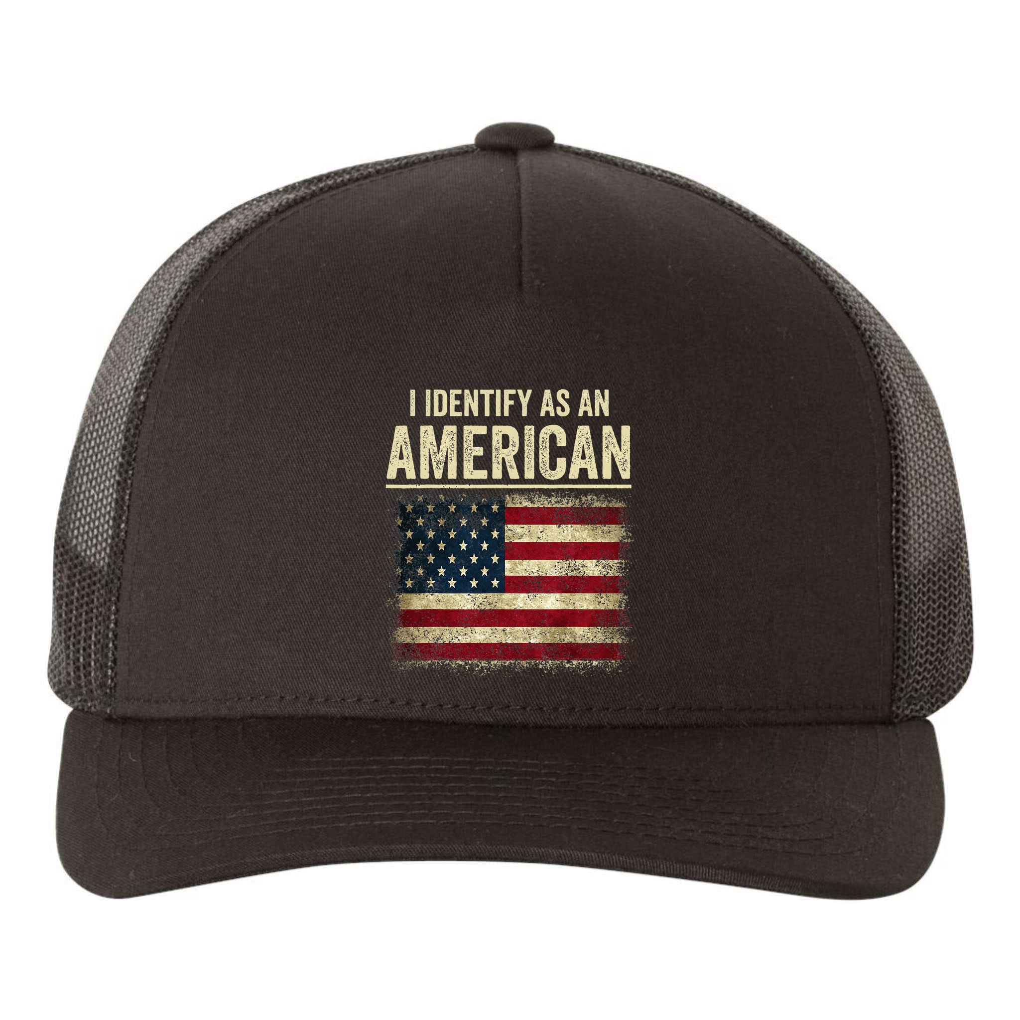 I Identify As An American Flag Yupoong Adult 5-Panel Trucker Hat