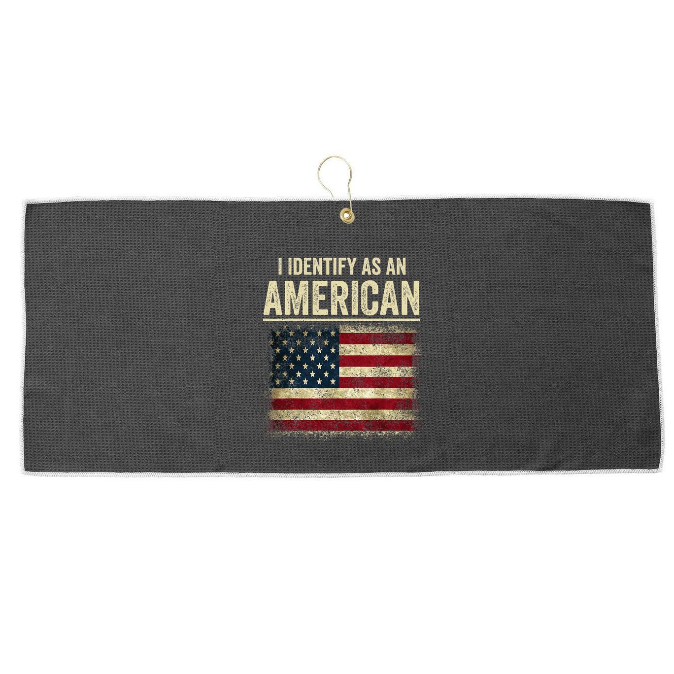 I Identify As An American Flag Large Microfiber Waffle Golf Towel