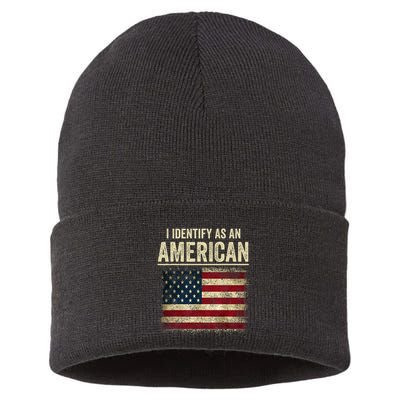 I Identify As An American Flag Sustainable Knit Beanie