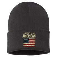 I Identify As An American Flag Sustainable Knit Beanie