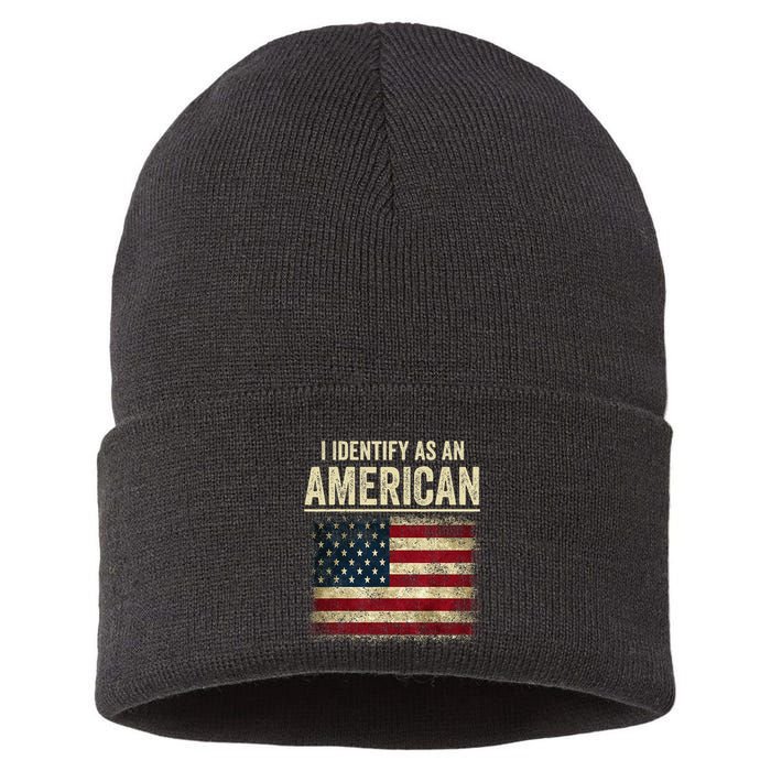 I Identify As An American Flag Sustainable Knit Beanie