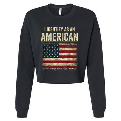 I Identify As An American Flag Cropped Pullover Crew