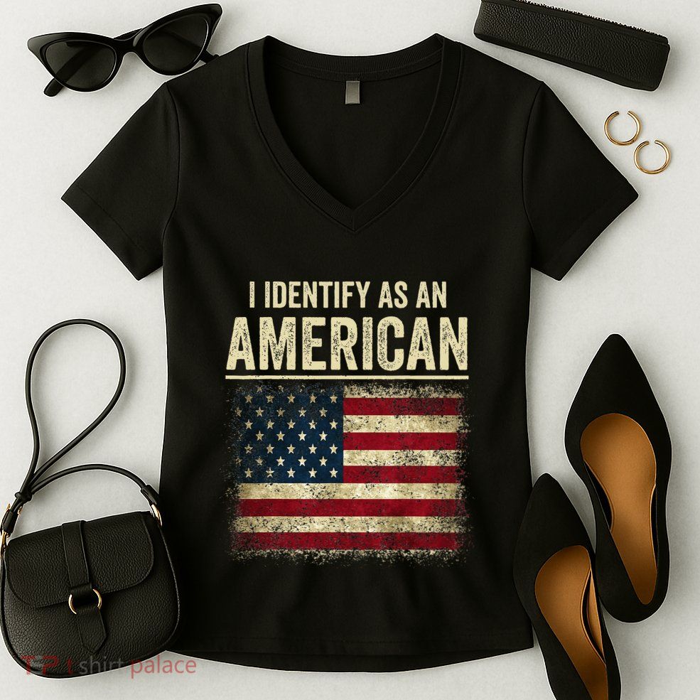 I Identify As An American Flag Women's V-Neck T-Shirt
