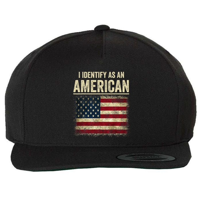 I Identify As An American Flag Wool Snapback Cap